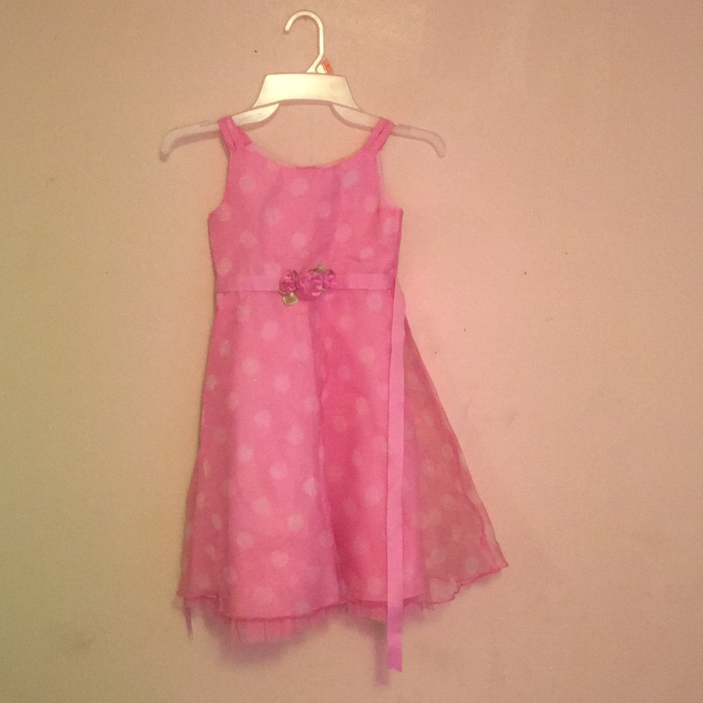 Young land pink poke a dots Dress girls size 6x